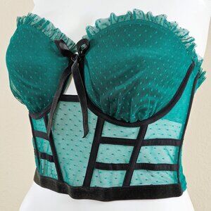 Victoria's Secret VS DREAM ANGELS Green Strapless Dotted Mesh Corset Top, 32DD